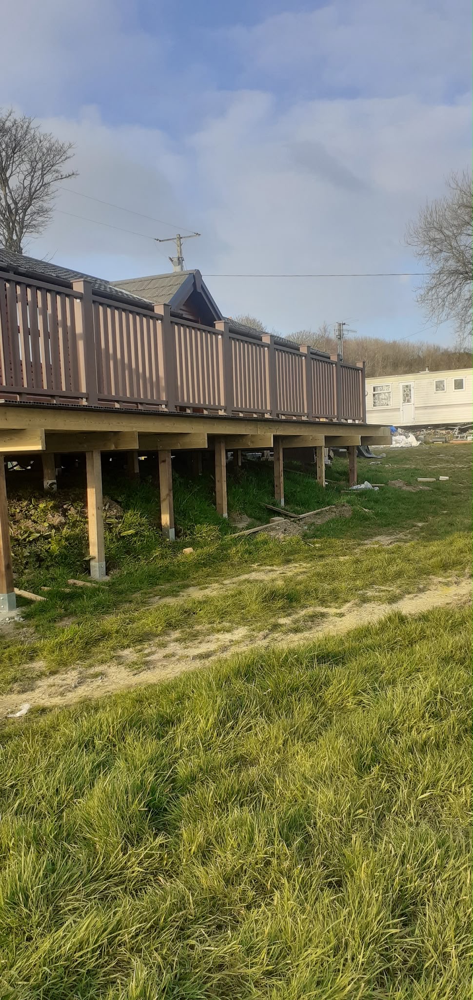 Static caravan decking installation in North Wales