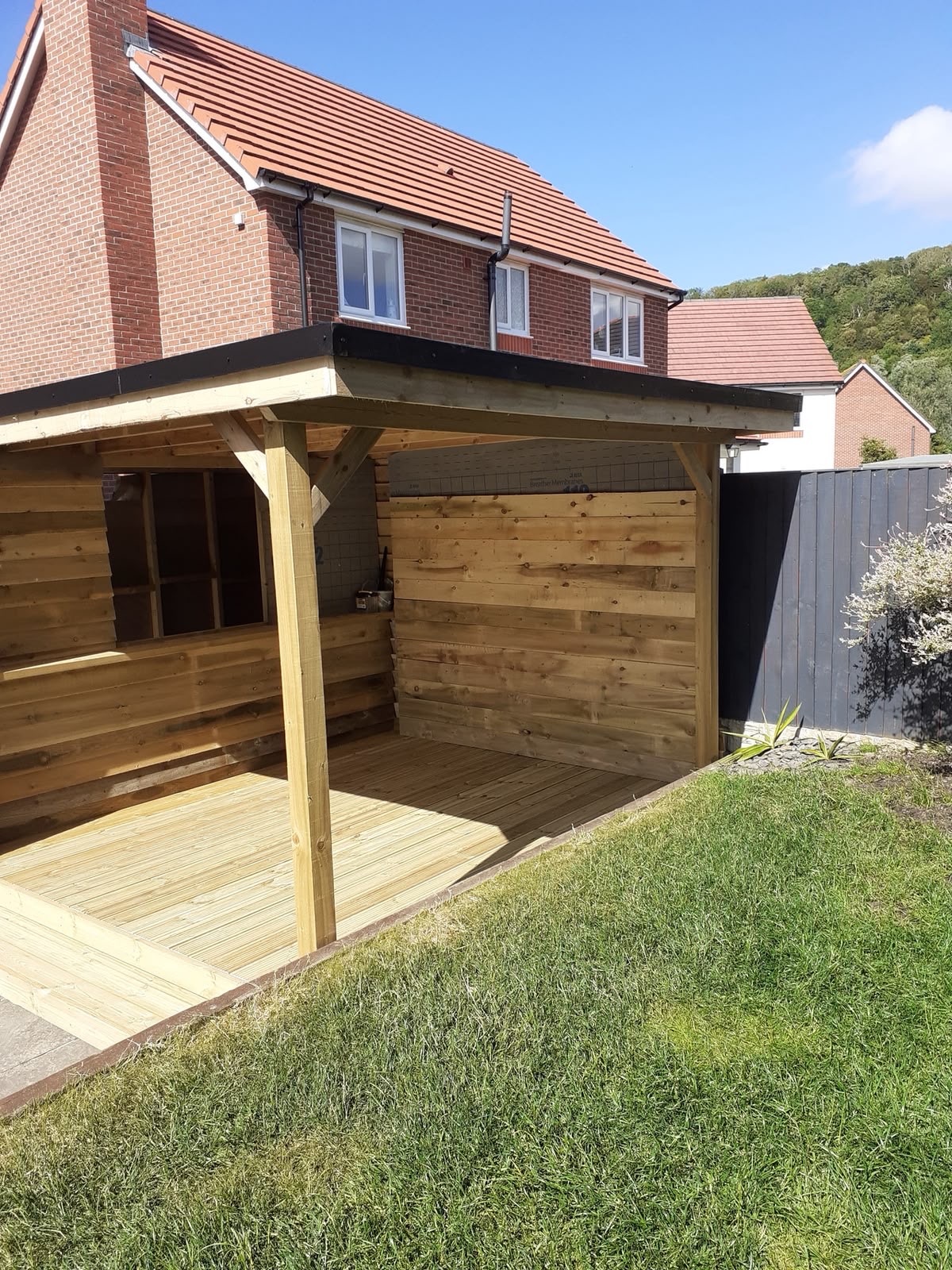 Bespoke outdoor timber pergola and shelter in Anglesey